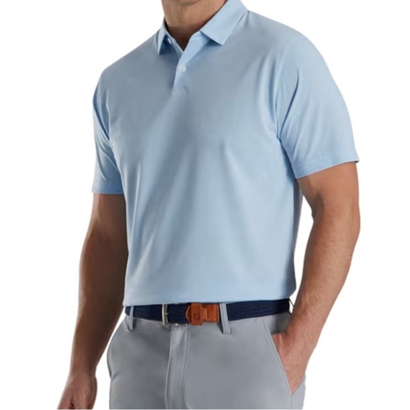 Men's FootJoy Dri Release light blue striped Golf Polo Medium NWT - Picture 1 of 13